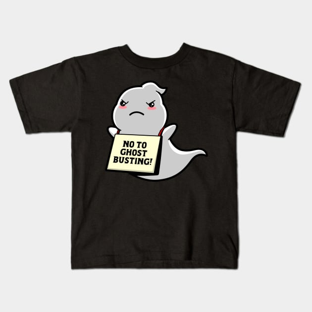 Funny Cute Kawaii Retro Protesting Boo Ghost Kids T-Shirt by Originals By Boggs